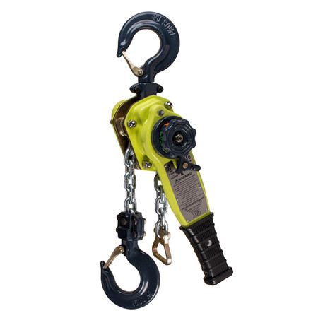 ALL MATERIAL HANDLING X5L Lever Hoist 1-1/8 US Ton x 20'Lift Overload Protected and Self Locking Hooks X5L02250-20VL